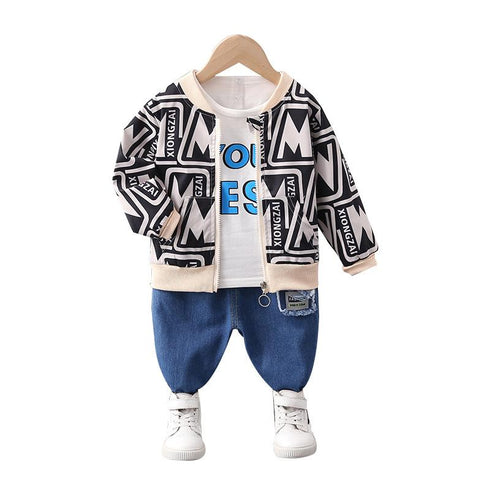Boys spring and autumn suit set of three